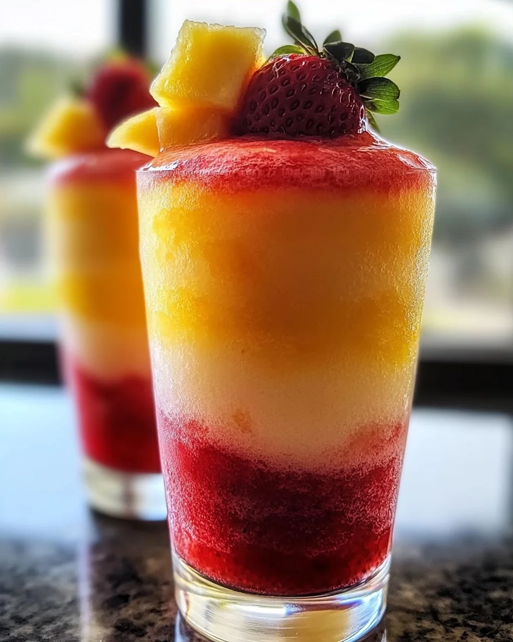 Ananas Erdbeer Swirl Slushies für heiße Sommertage