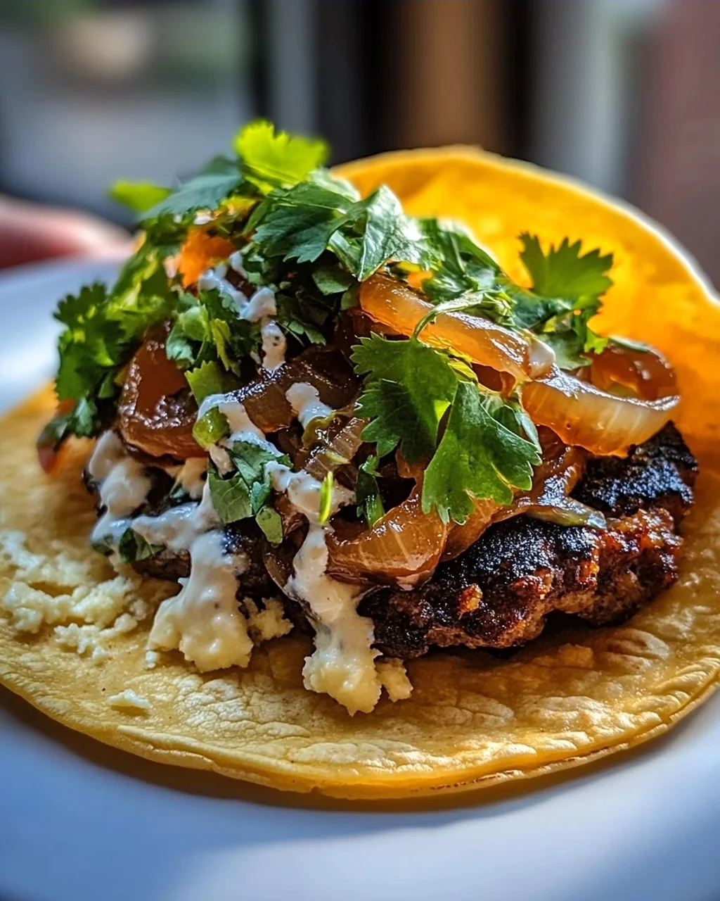 Caramelized Onion Smash Burger Tacos – A Delight!