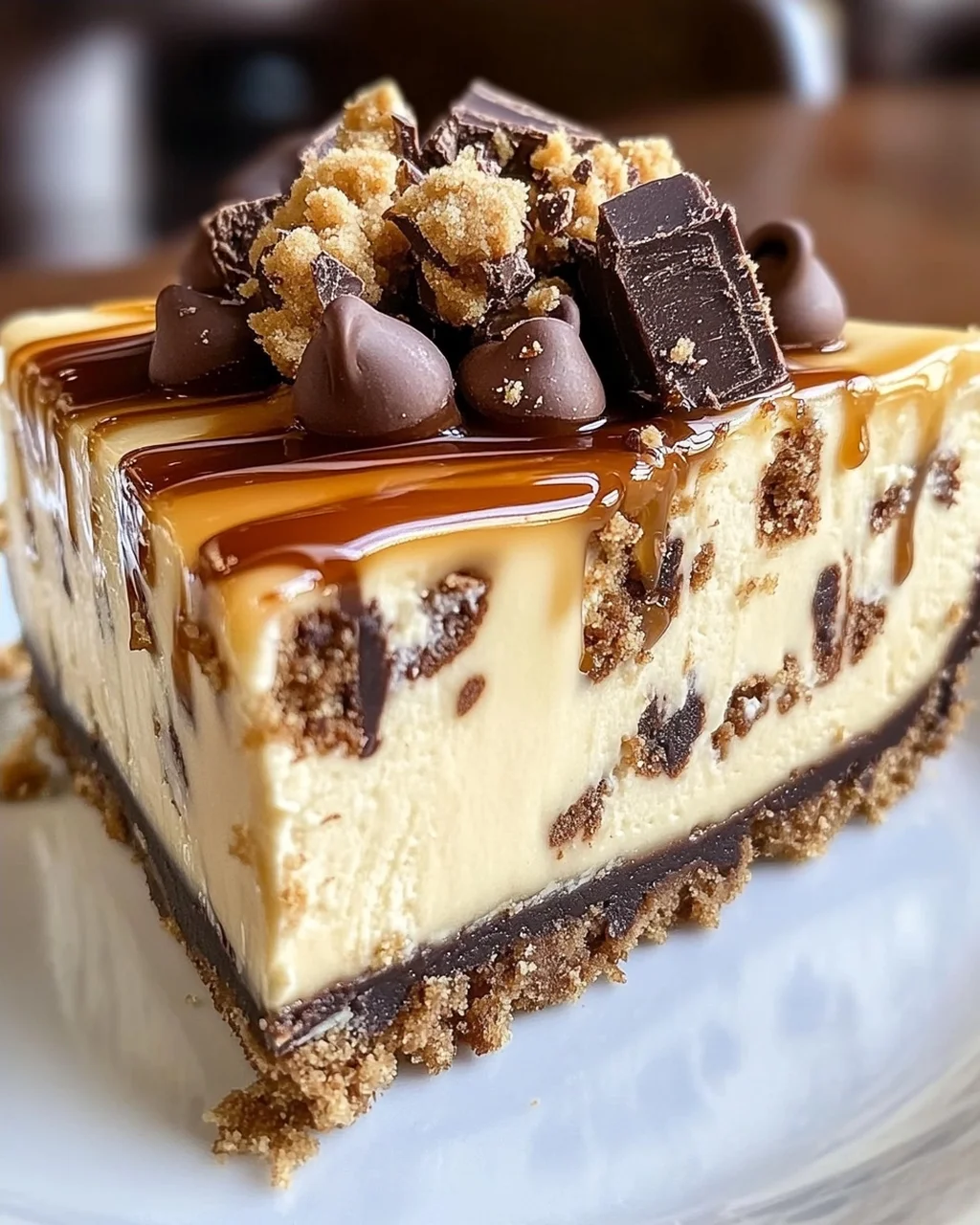 Cookie Dough Cheesecake mit Salted Caramel Swirl