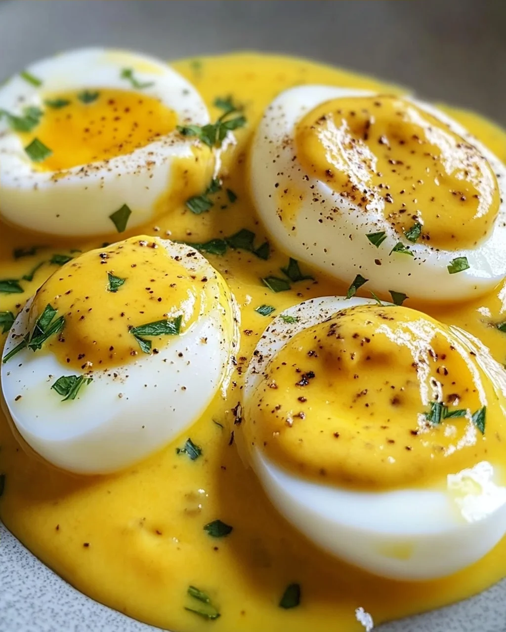 Eier in Senfsoße
