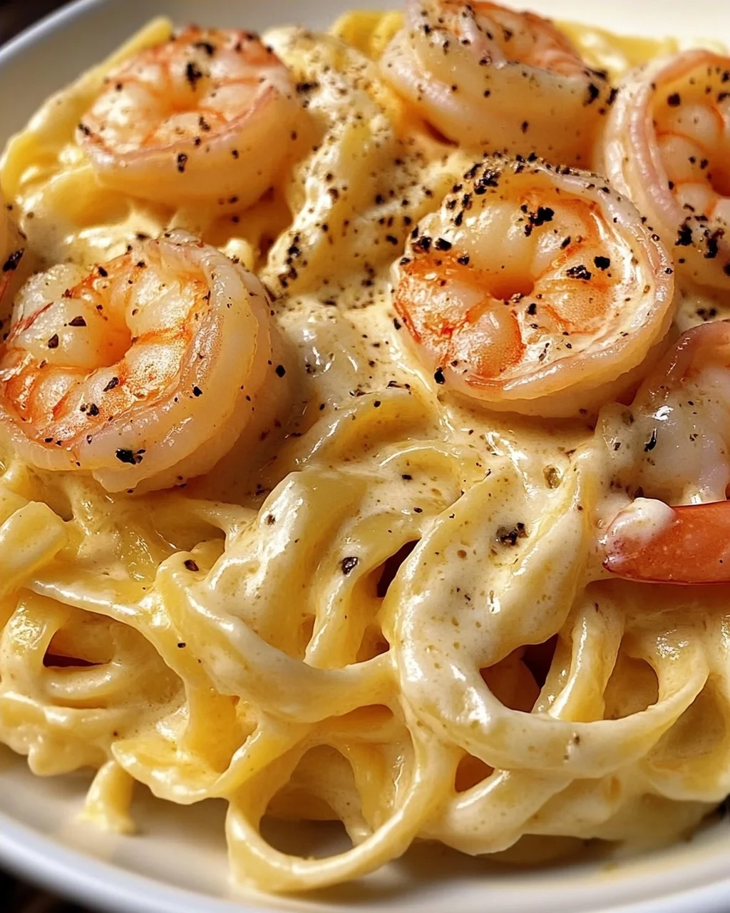 Fettuccine Alfredo mit Garnelen