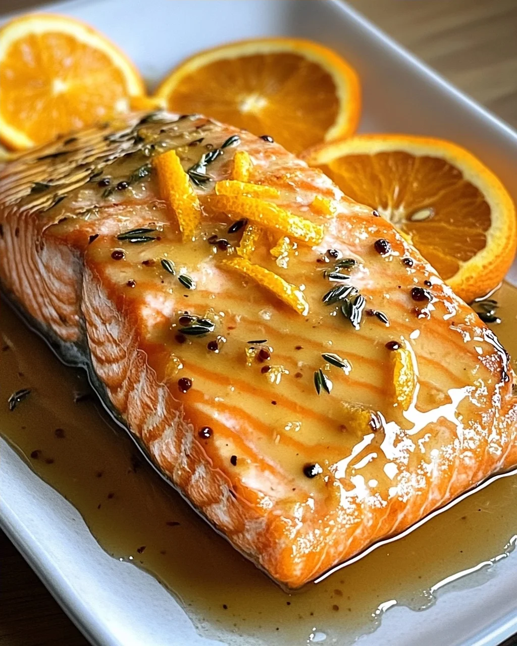 Gebackener Orangen-Lachs mit Honig-Senf-Glasur