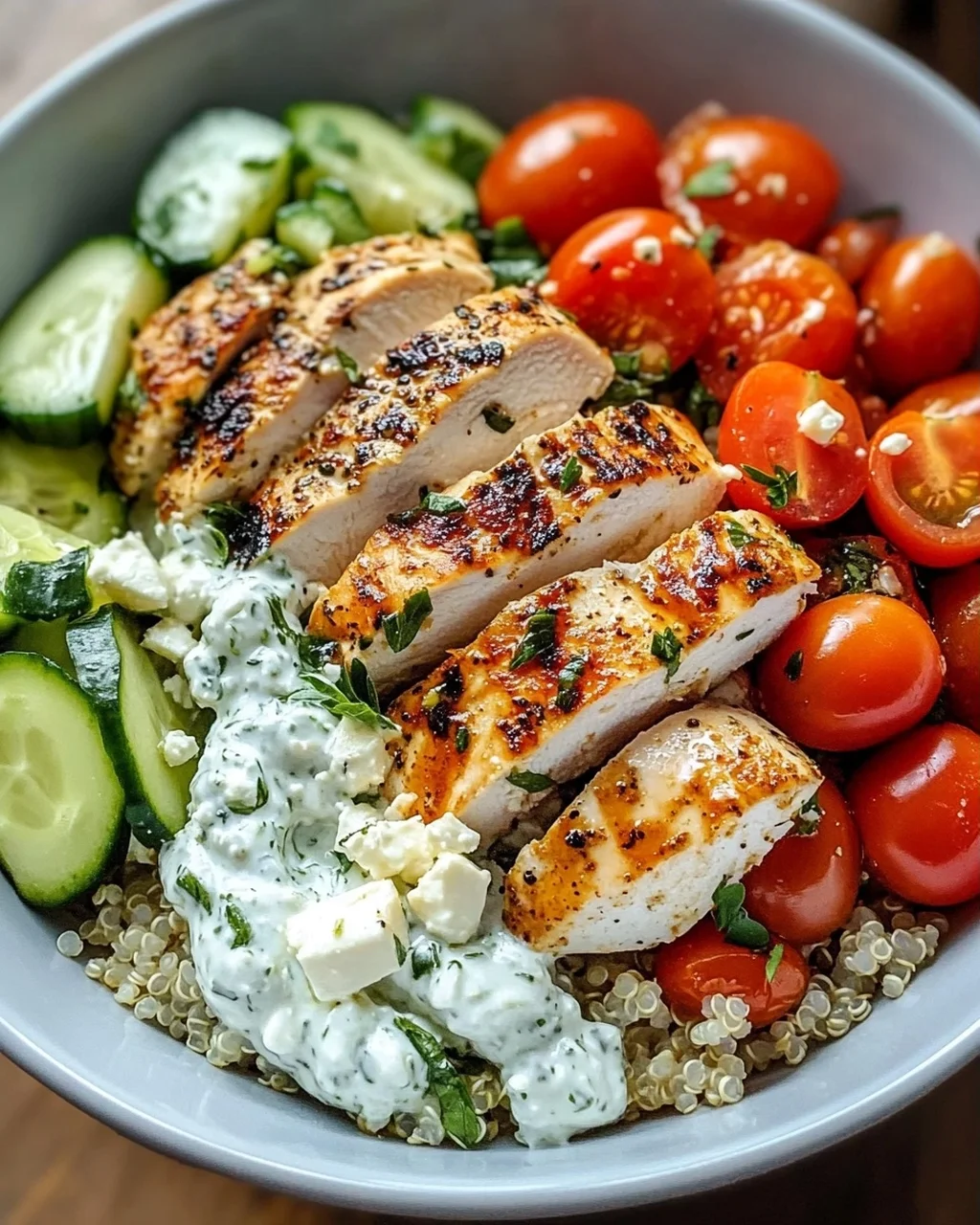 Griechische Hähnchen-Tzatziki Bowl