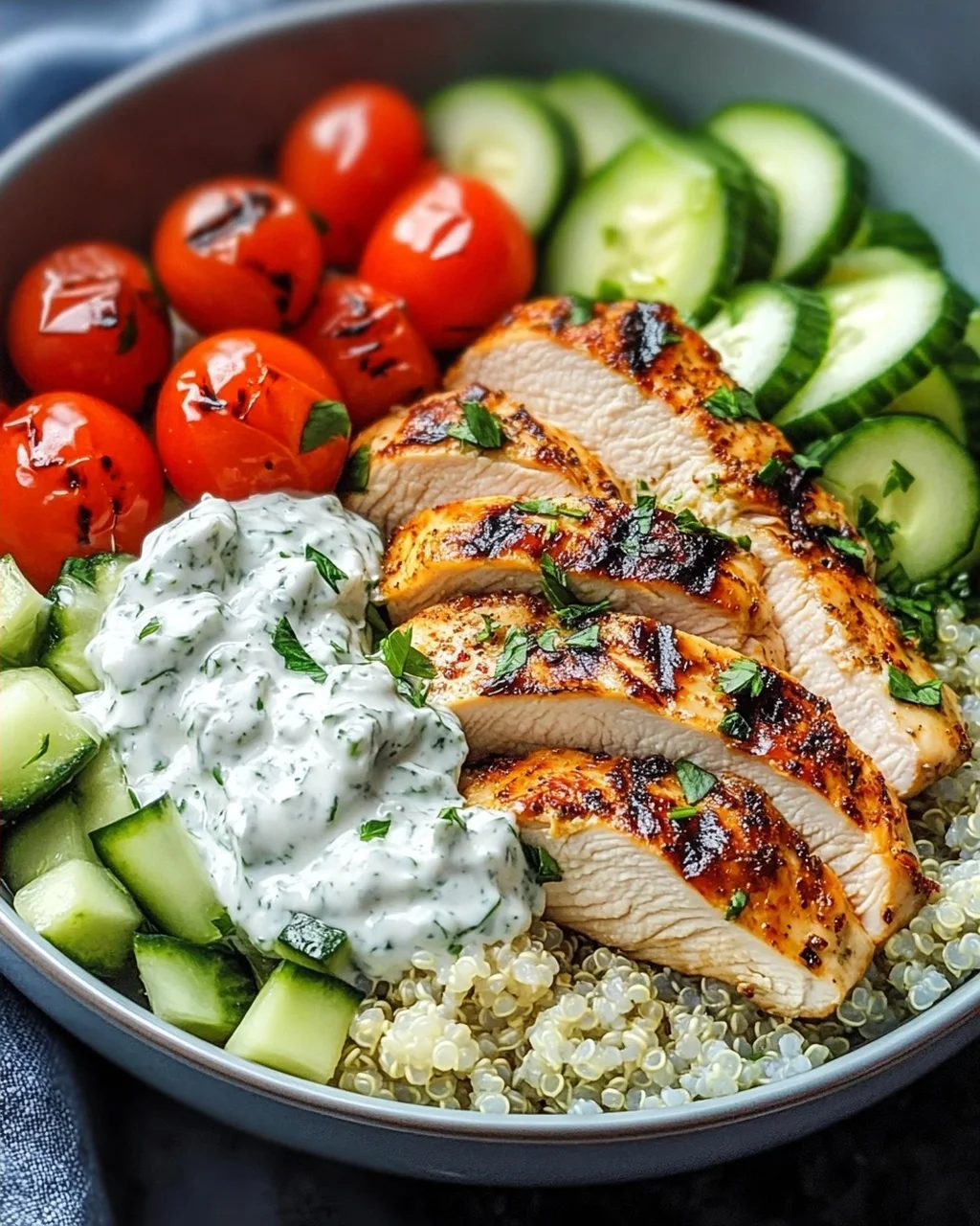 Griechische Hähnchen-Tzatziki Bowl