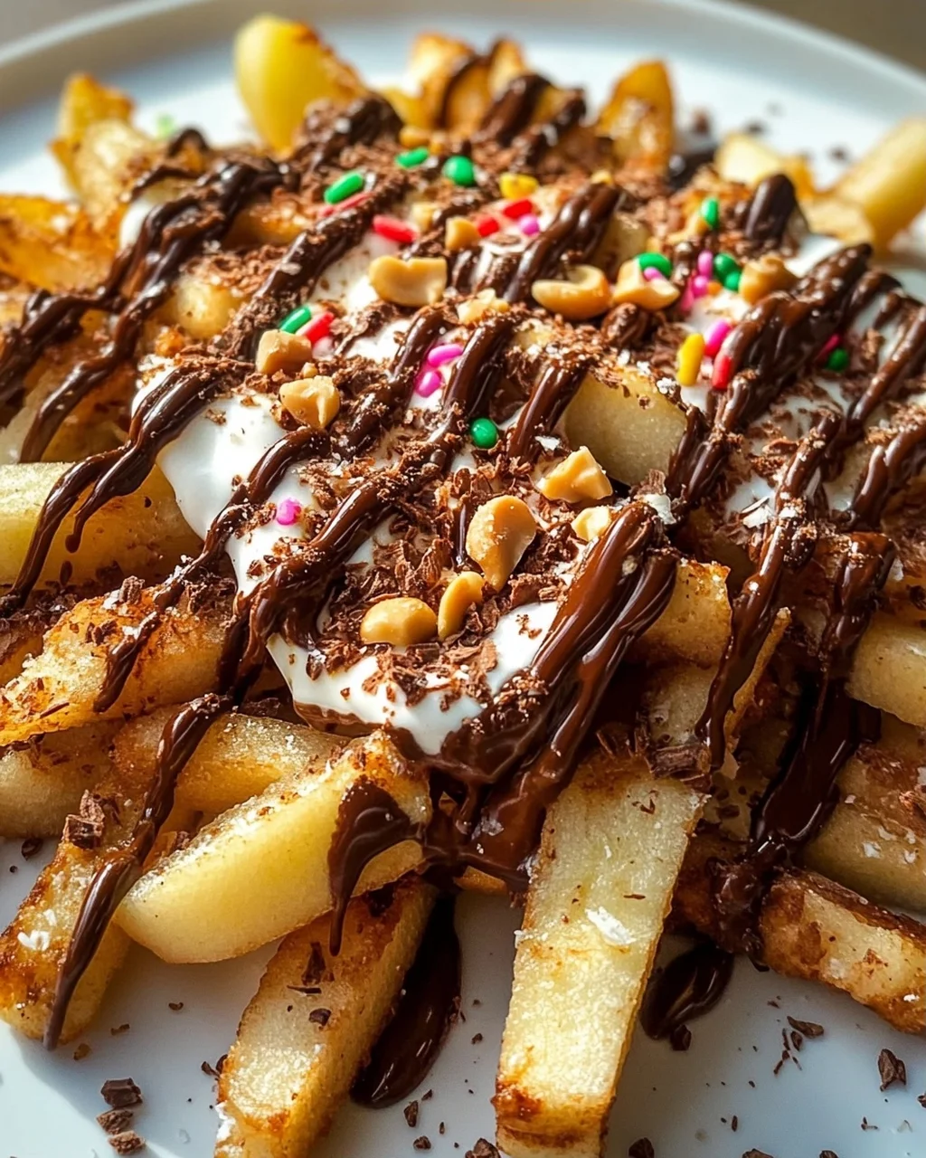 Himmlische Knusprige Apfel-Pommes Nachos mit Schoko-Drizzle