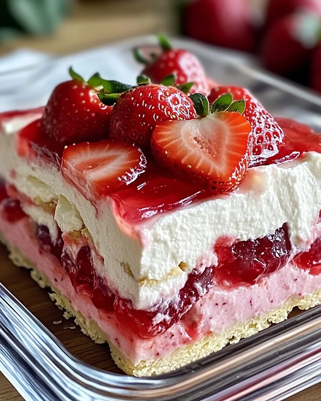 Keine-Back Erdbeer-Gelee Lasagne für heiße Tage
