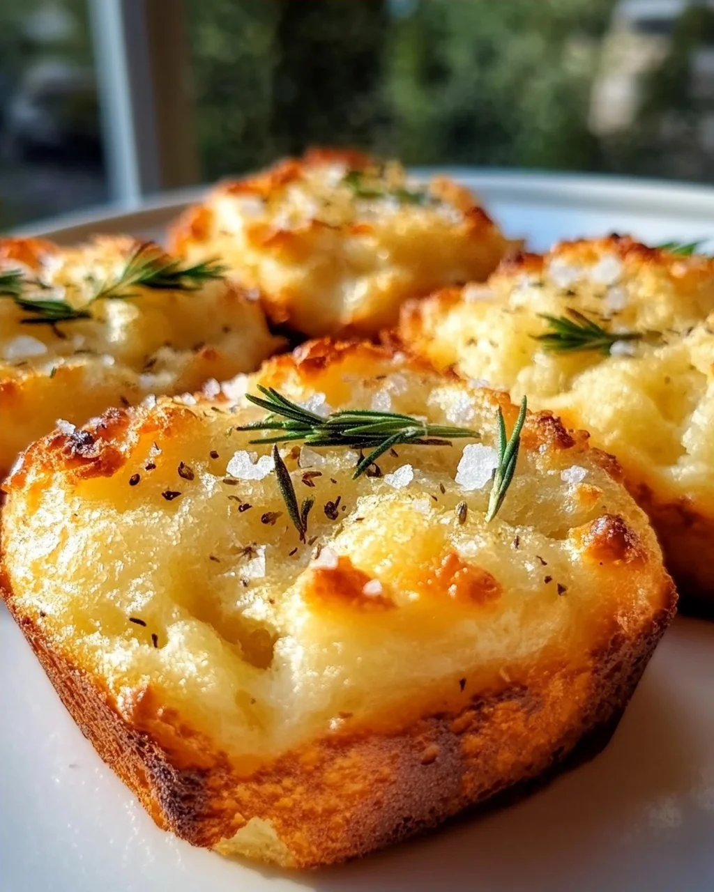 Knusprige Goldene Knoblauch-Rosmarin Focaccia Muffins