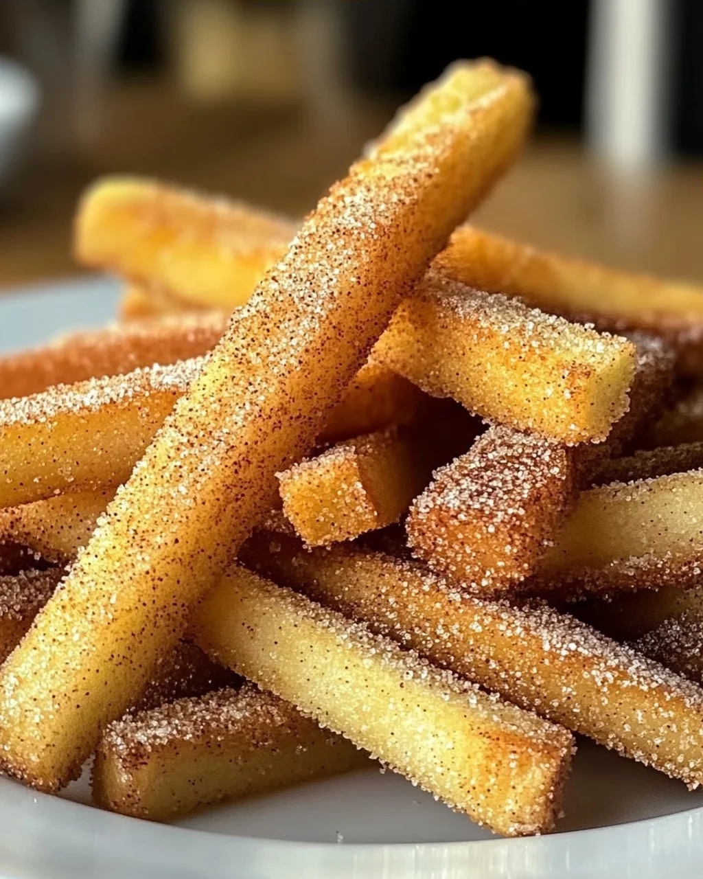 Knusprige Heißluftfritteuse Apfelpommes mit Zimt-Glück