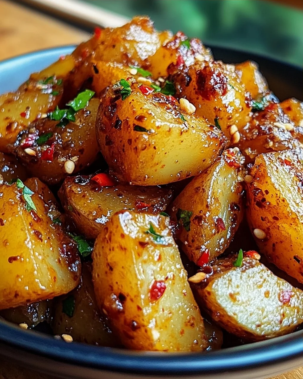 Knusprige Honig-Chili-Kartoffeln