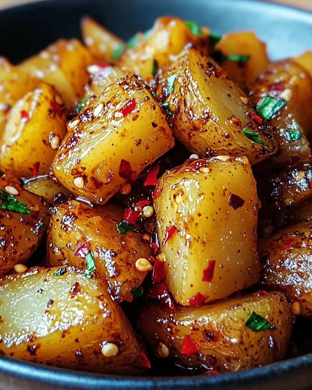 Knusprige Honig-Chili-Kartoffeln