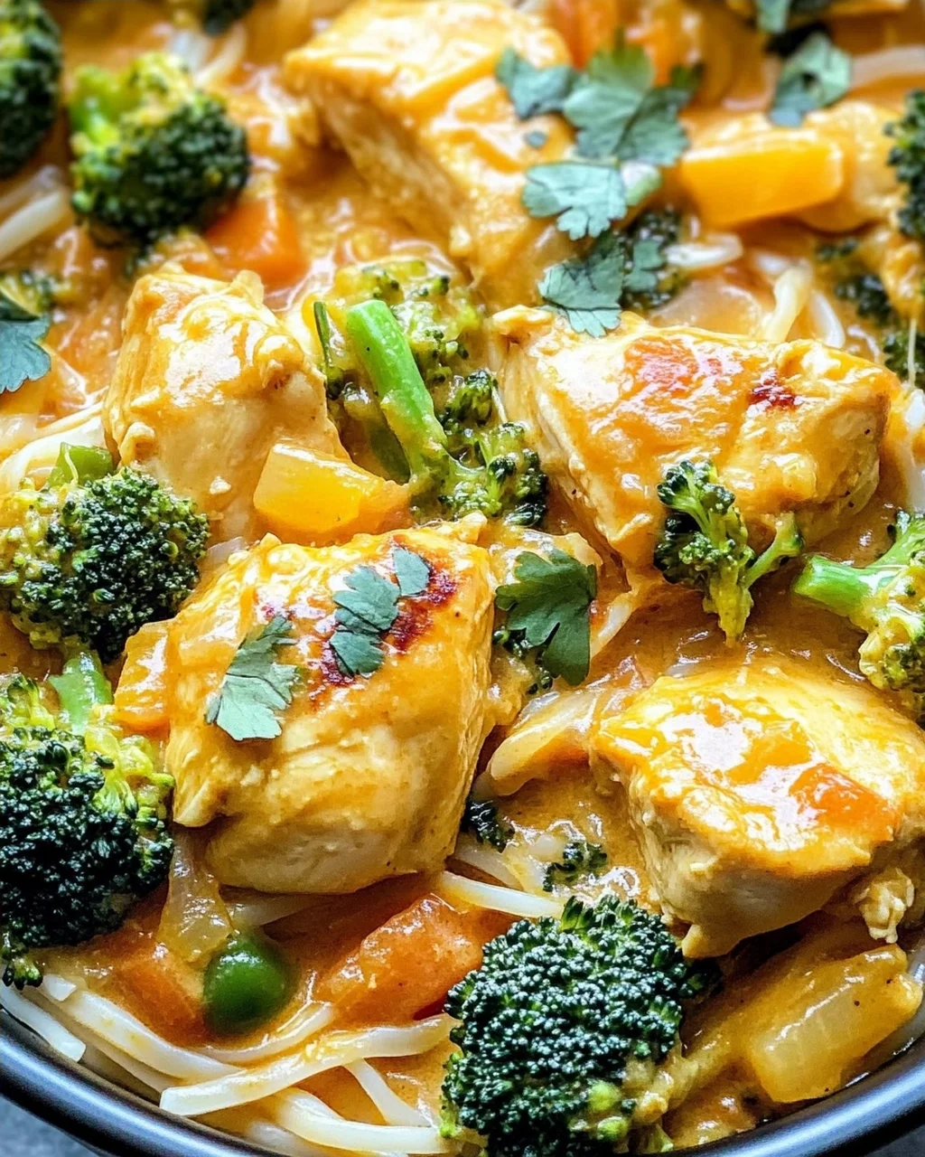 Kokosnuss-Curry-Hühnchen und Reisnudeln leicht gemacht