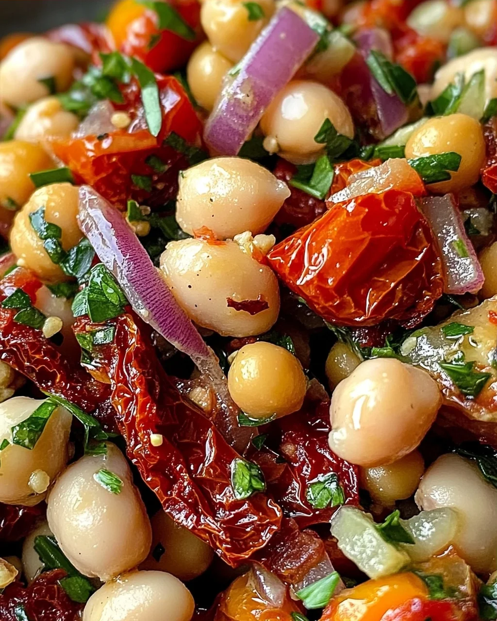 Marinierter getrockneter Tomaten-Bohnen-Salat