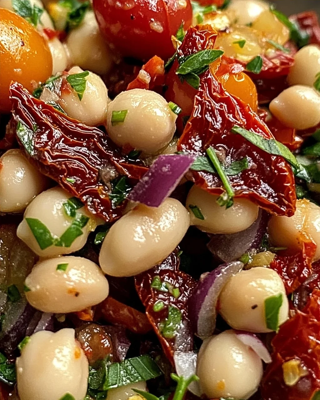 Marinierter getrockneter Tomaten-Bohnen-Salat