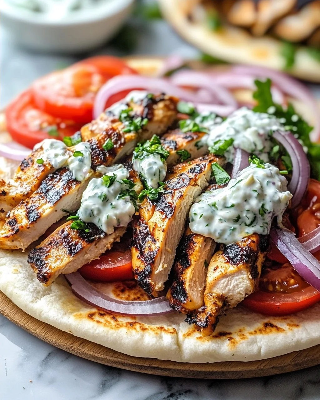 Mediterranes Hähnchen-Gyros mit cremigem Feta-Tzatziki