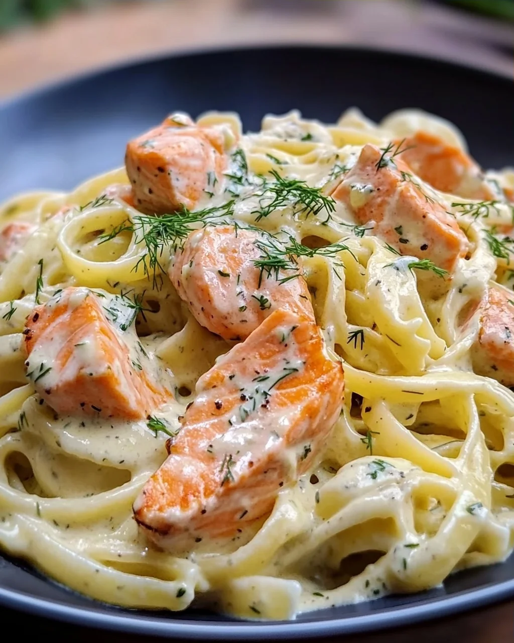 Pasta mit Lachs und Sahnesoße