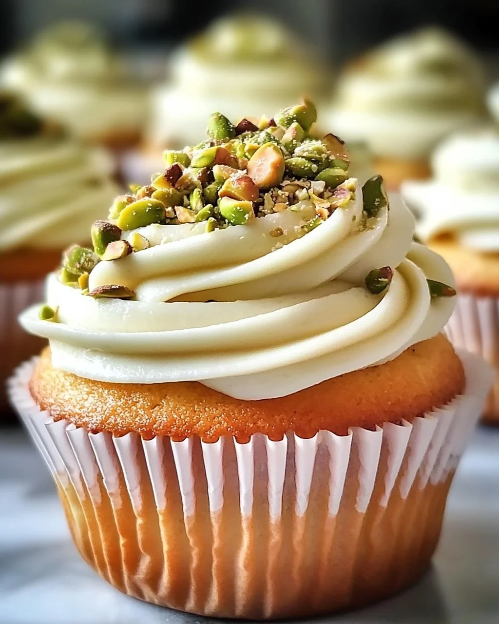 Pistazien-Cupcakes mit cremigem Vanille-Frosting