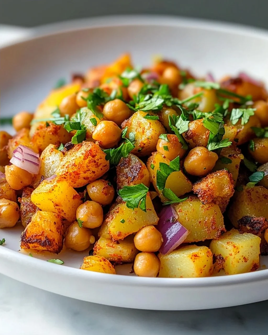 Rauchiger Paprika-Kichererbsen-Kartoffel-Hash – Lecker & Vegan