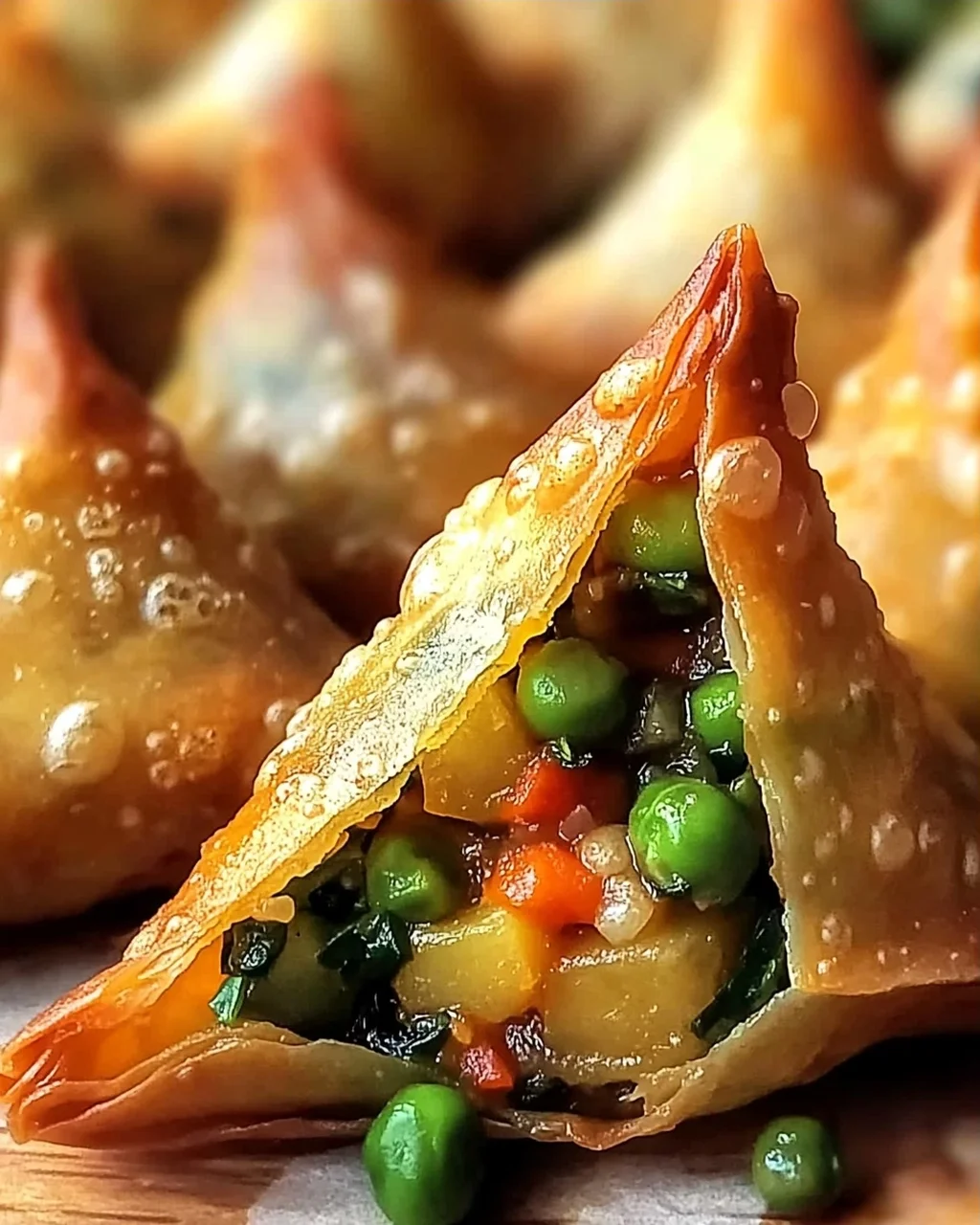 Reis-Papier-Samosas mit würziger Gemüsefüllung