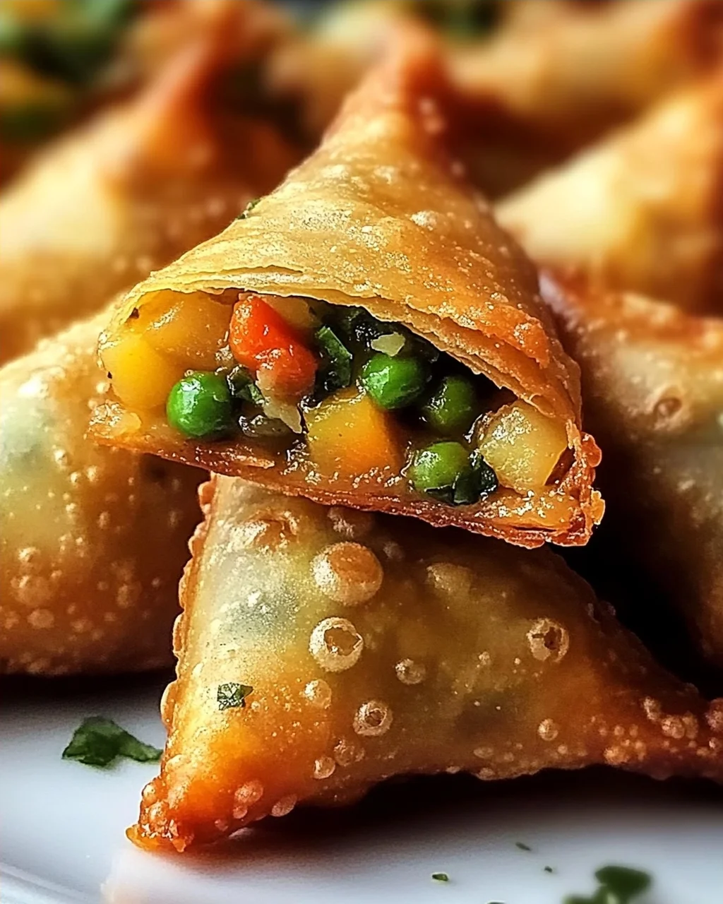 Reis-Papier-Samosas mit würziger Gemüsefüllung