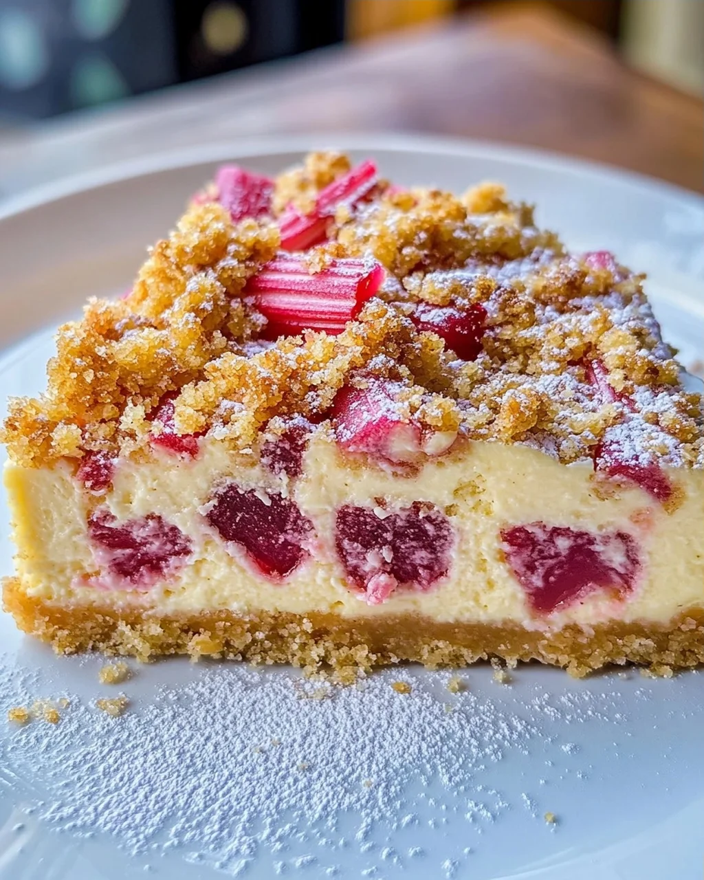 Rhabarber-Cheesecake mit Streuseln - Rhabarber Käsekuchen