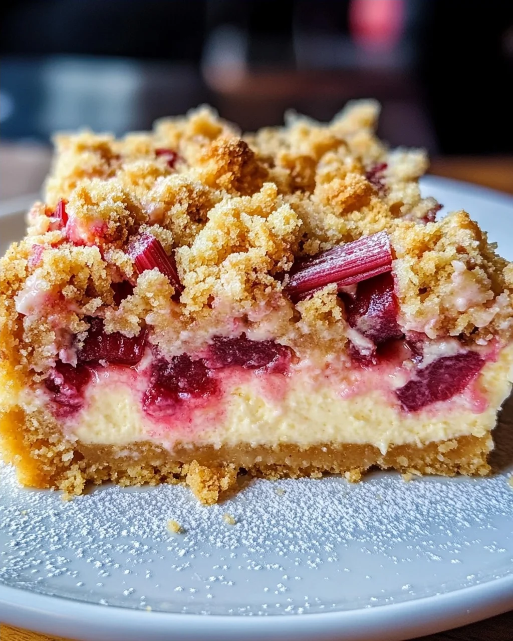 Rhabarber-Cheesecake mit Streuseln - Rhabarber Käsekuchen