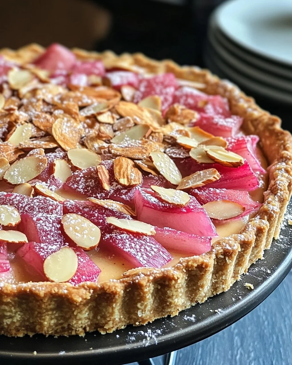 Rhabarber Tarte mit Mandelcreme - Rhabarber Frangipane Tarte