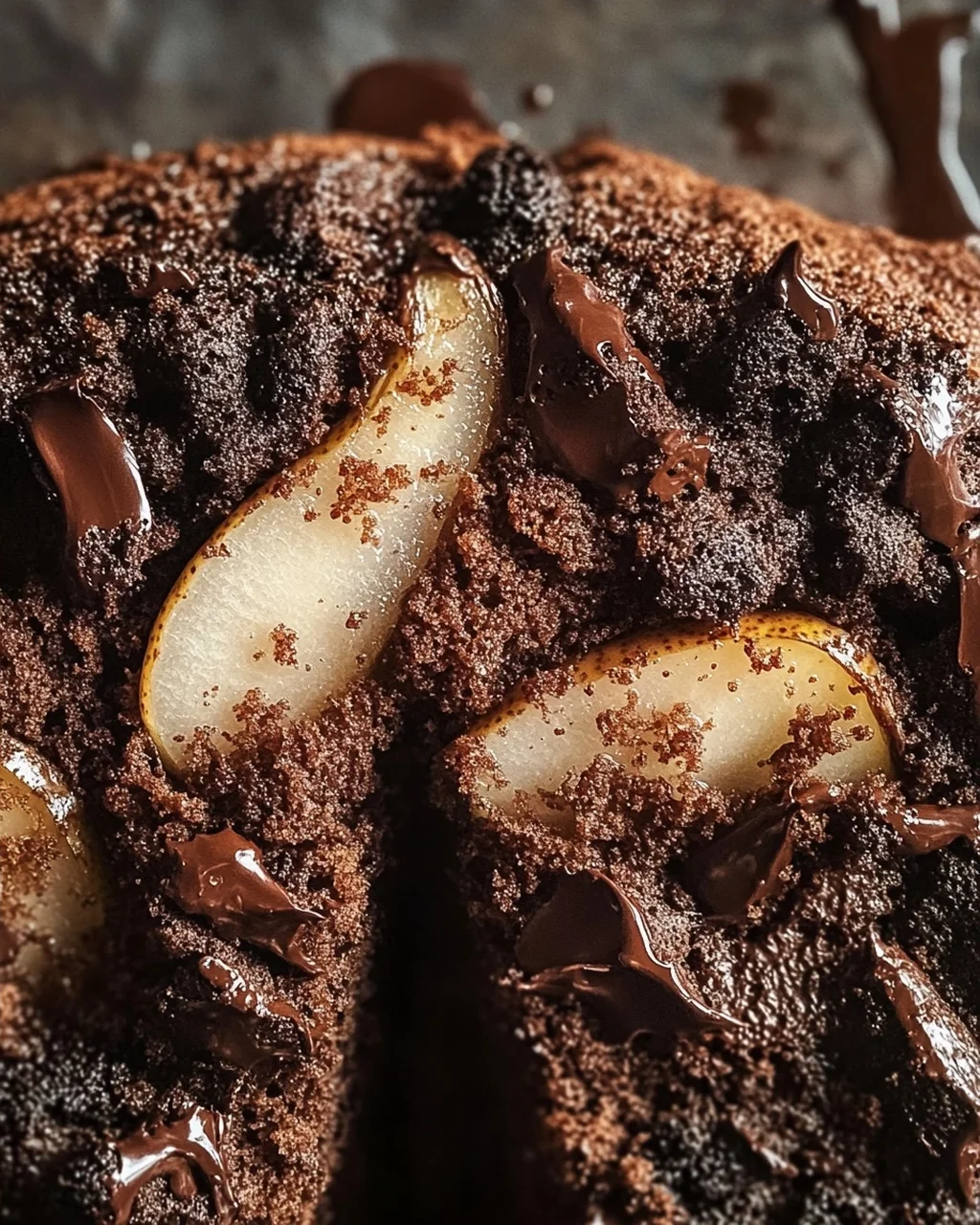 Saftiger Schokoladen-Birnenkuchen mit Schoko-Streuseln