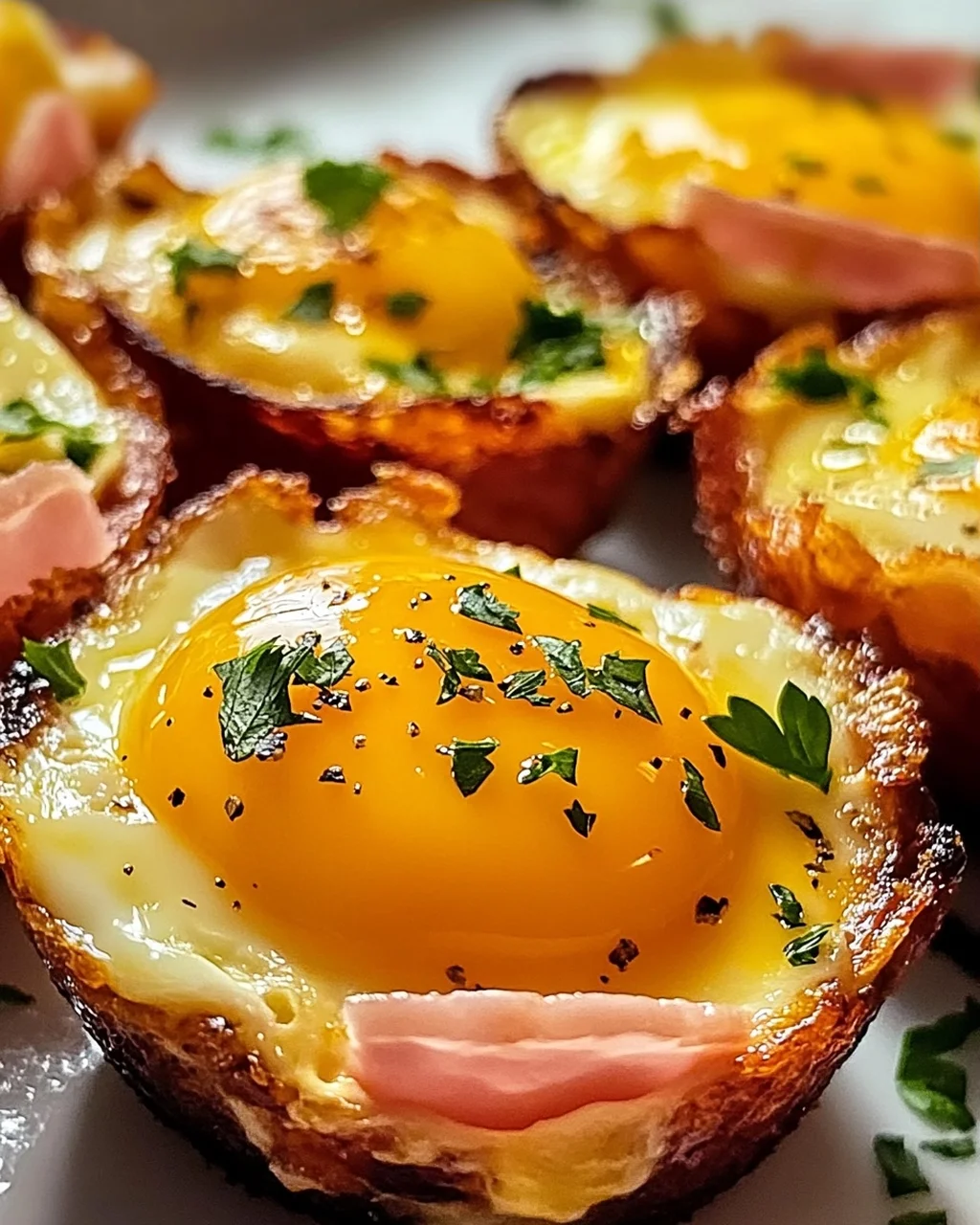 Schinken und Käse Eierbecher für schnelles Frühstück