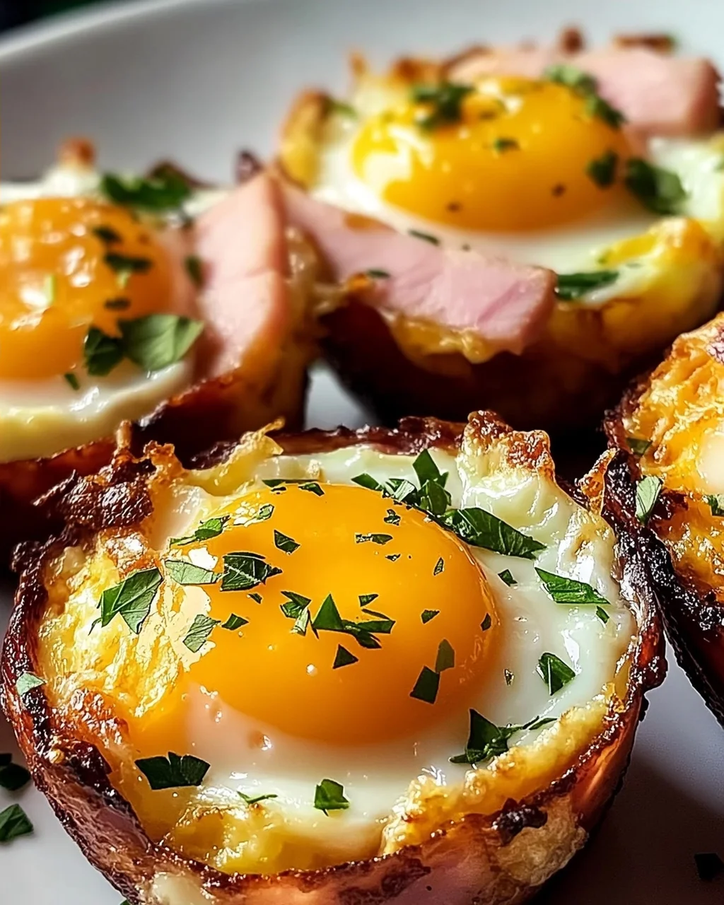 Schinken und Käse Eierbecher für schnelles Frühstück
