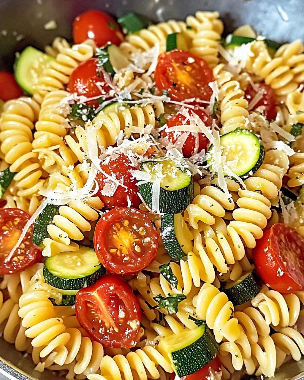 Schnelle Tomaten-Zucchini-Pasta für jeden Tag