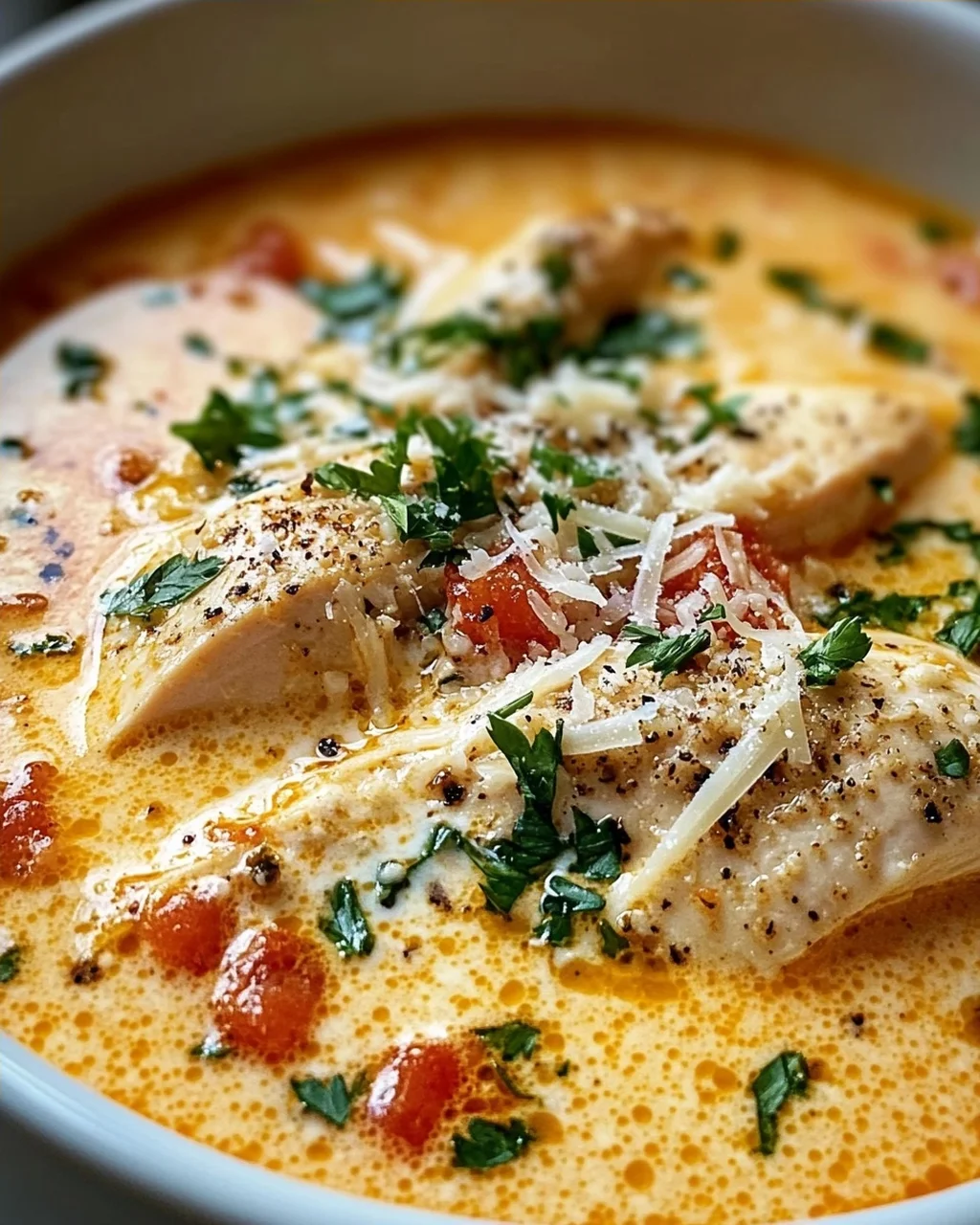 Schnelle & cremige Crock Pot Hähnchen Parmesan Suppe – Probier sie!