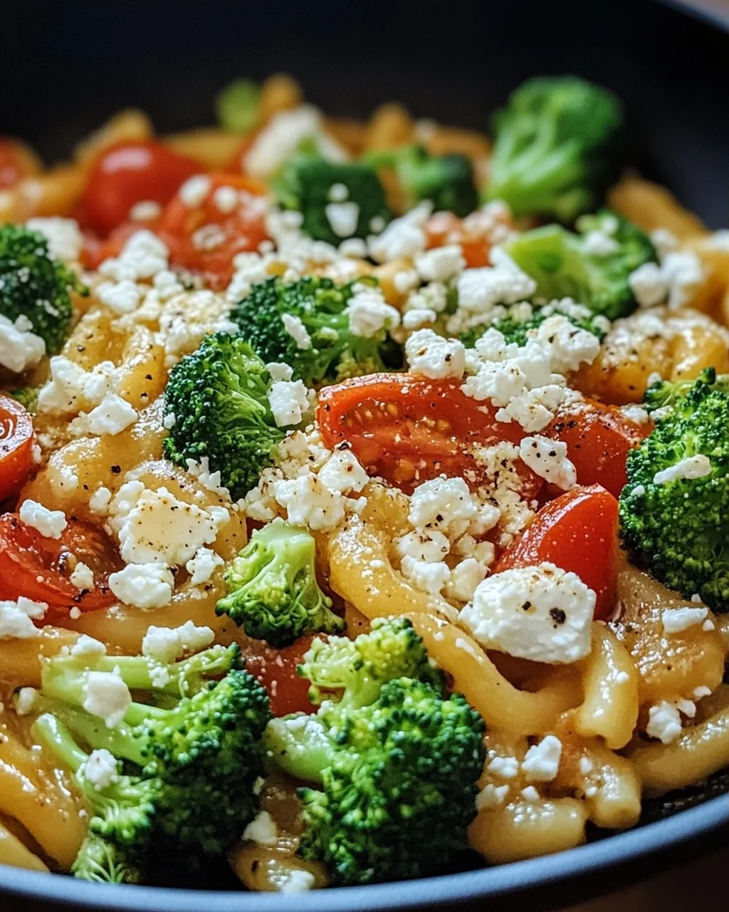 Schupfnudelpfanne mit Brokkoli, Feta und Tomaten