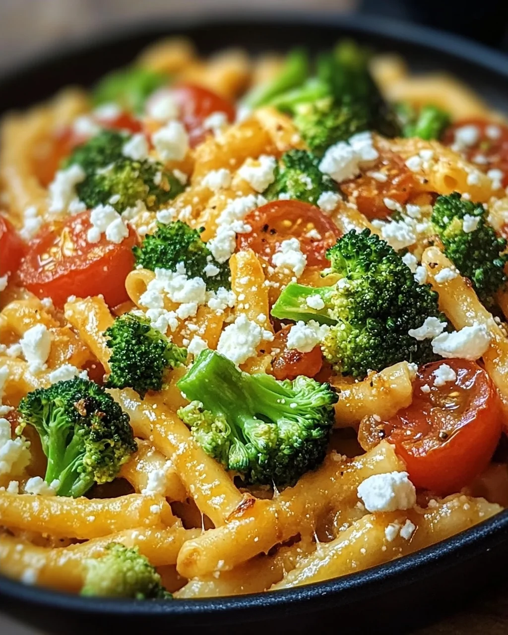 Schupfnudelpfanne mit Brokkoli, Feta und Tomaten