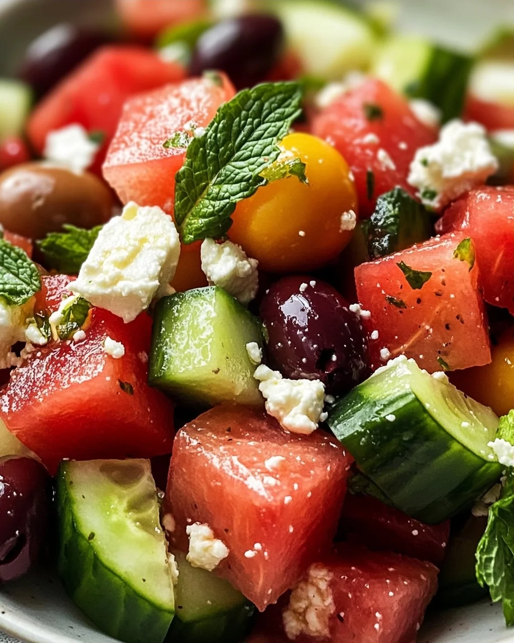 Sommerlicher Griechischer Salat mit Wassermelone & Minze