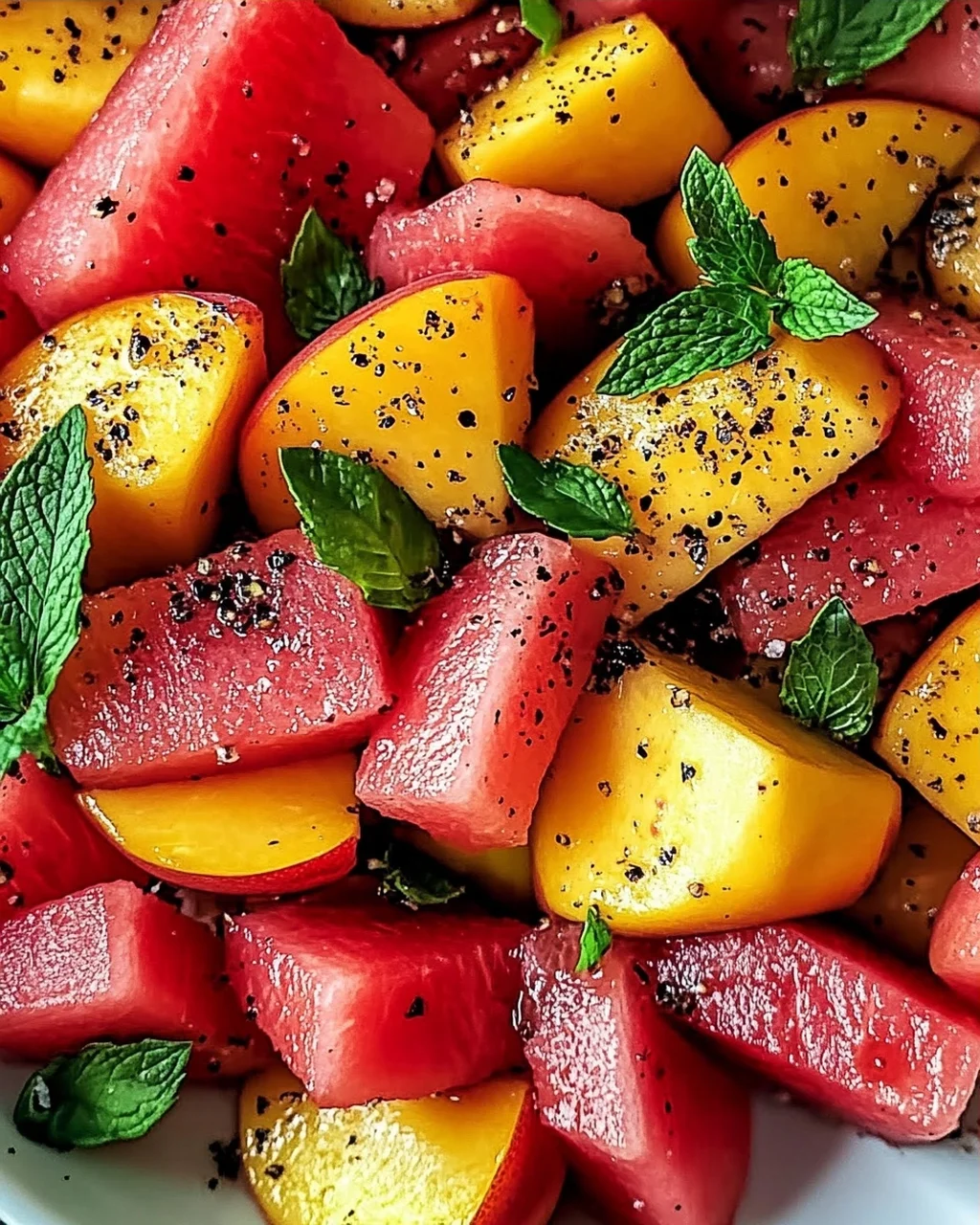 Sommerpfirsich-Wassermelonen-Salat für heiße Tage