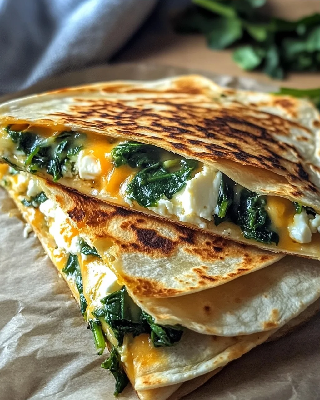 Spinat und Feta Quesadillas in 20 Minuten