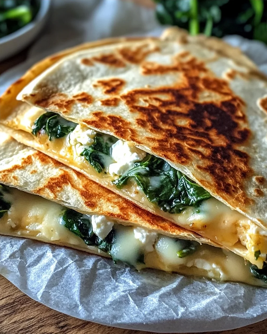 Spinat und Feta Quesadillas in 20 Minuten
