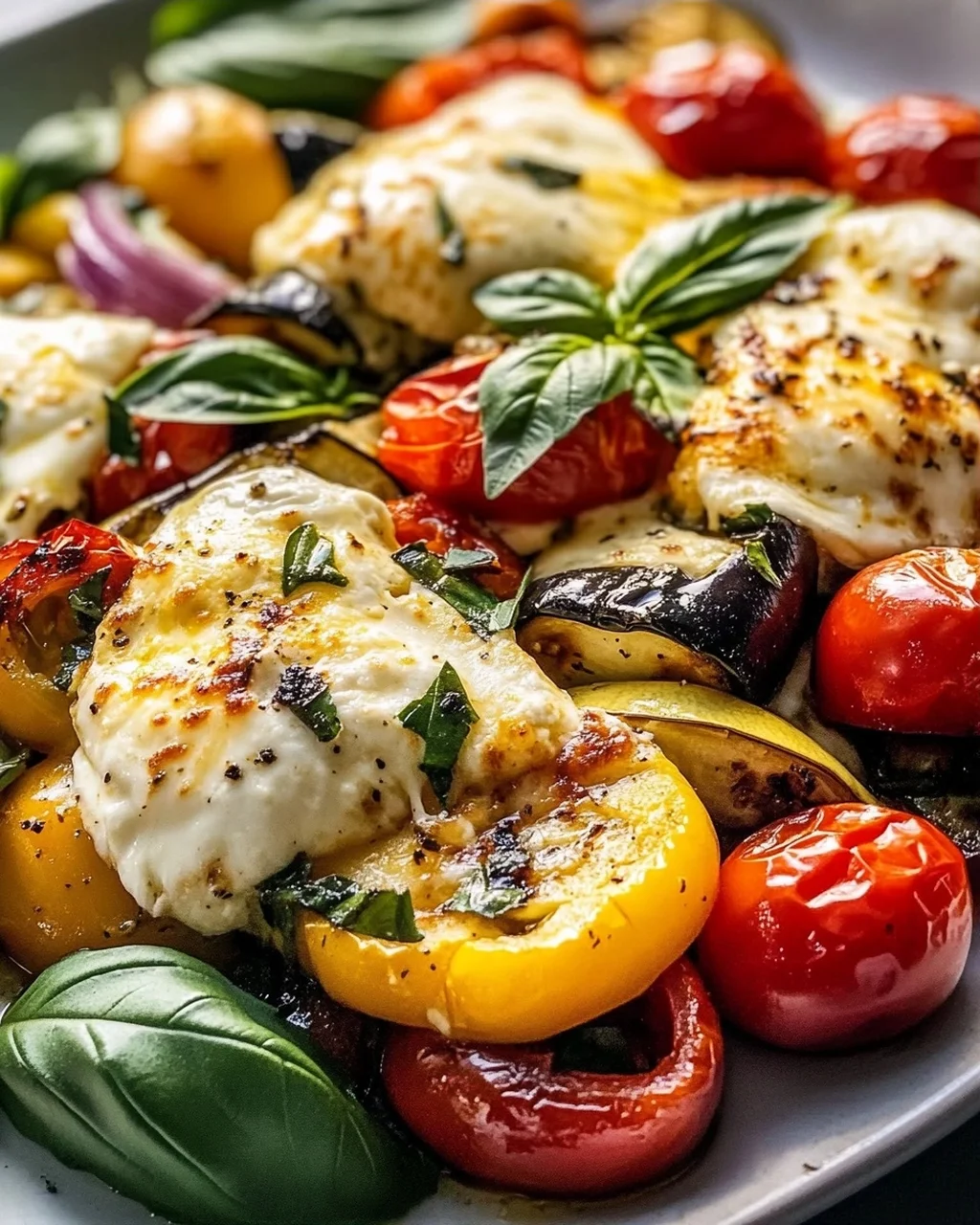 Überbackener Mozzarella auf Ofengemüse – Lecker & Gesund