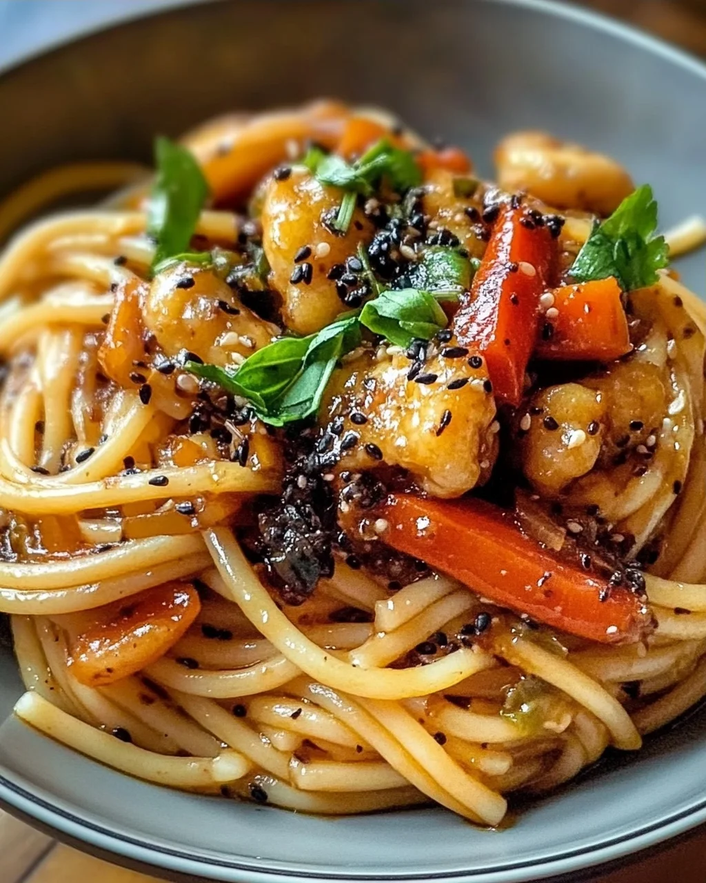 Vegan Singapore Schwarzer Pfeffer Sauce Spaghetti
