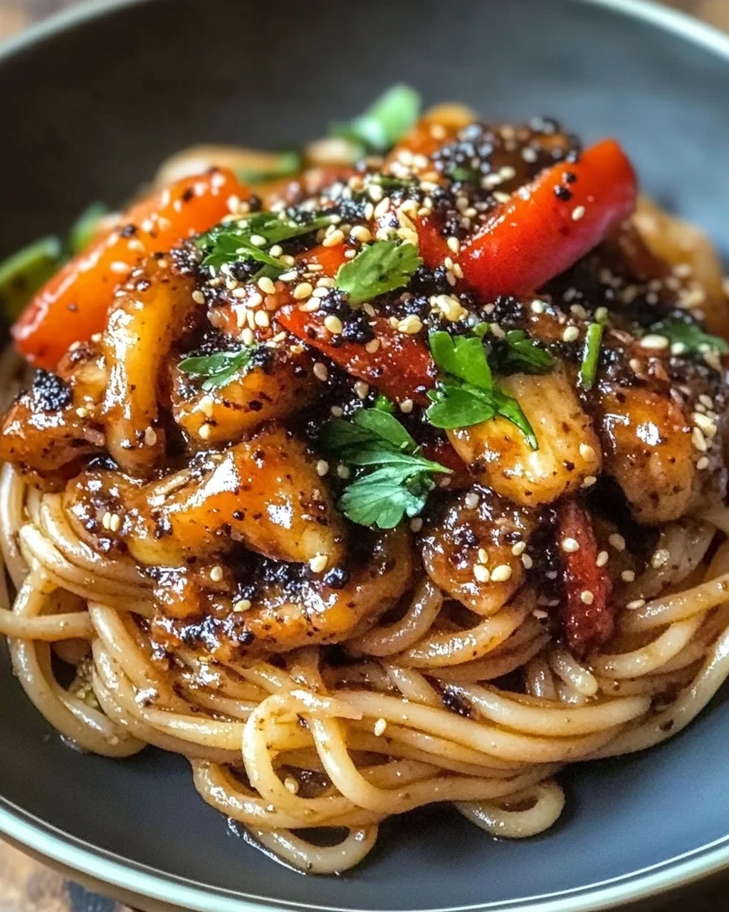 Vegan Singapore Schwarzer Pfeffer Sauce Spaghetti
