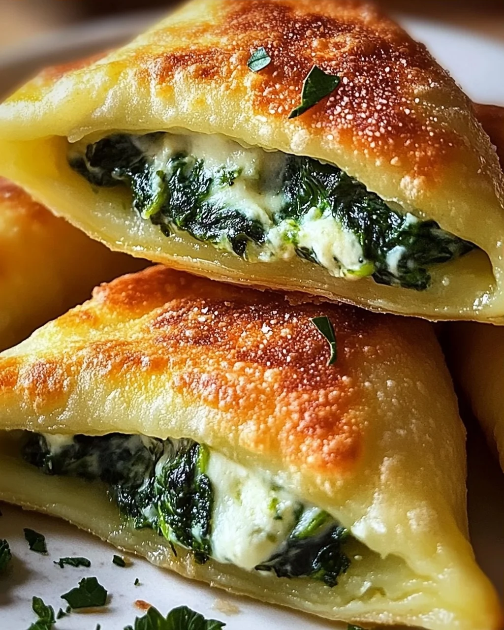 Vegane Kartoffeltaschen mit Spinat-Frischkäse-Füllung
