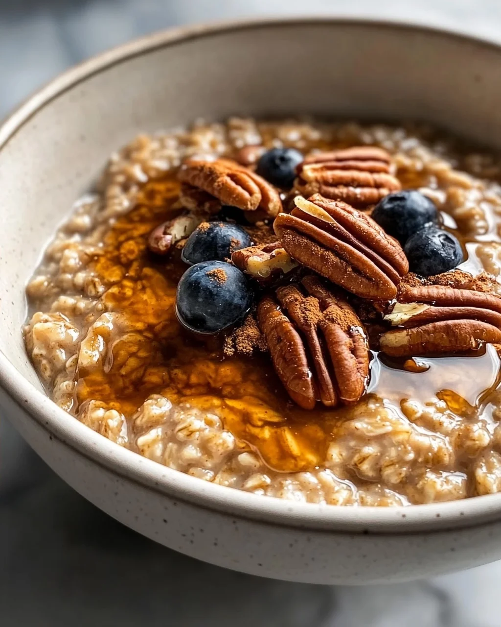Warmes Maple Pecan Oatmeal: Gemütliche Haferflocken-Bowl