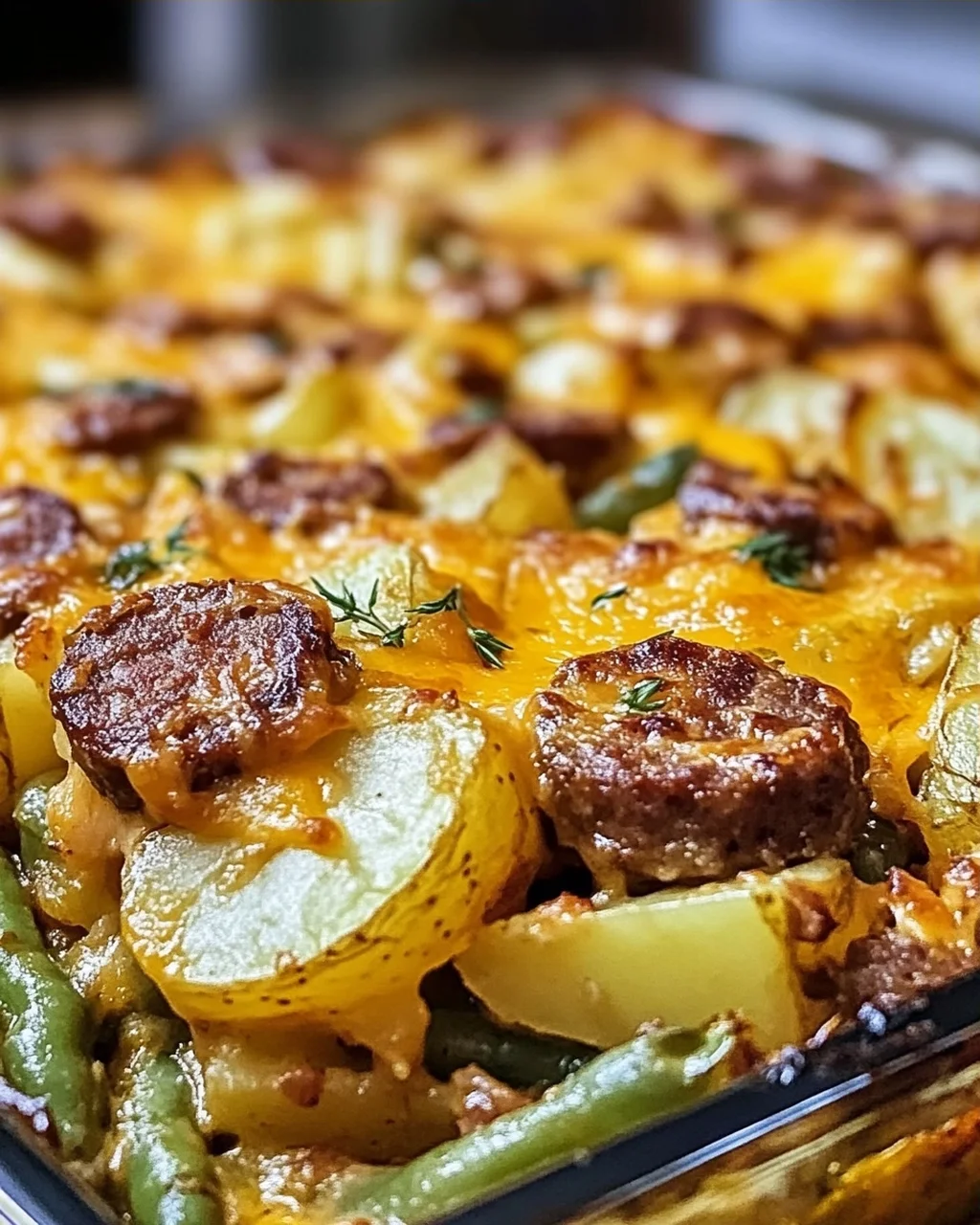 Wurst Bohne Kartoffel Auflauf für herzliche Abende