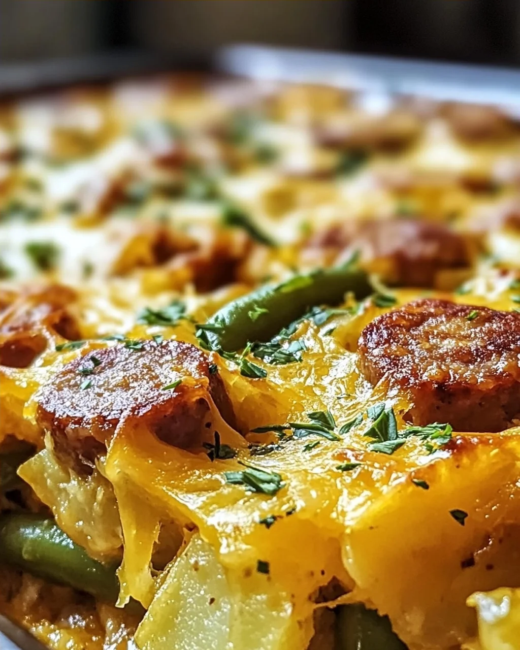 Wurst Bohne Kartoffel Auflauf für herzliche Abende