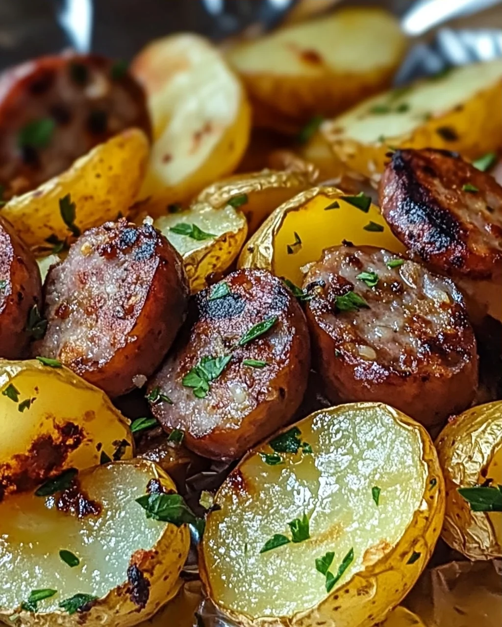 Wurst & Kartoffel Folienpaket schnell und lecker