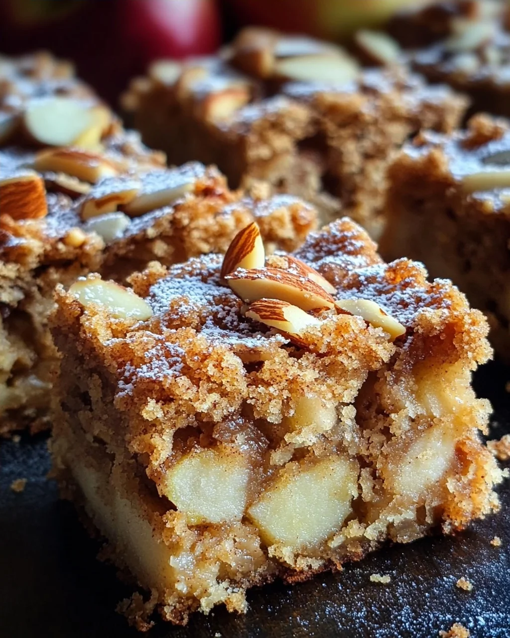 Zimt Apfel Blondies mit Mandelkruste